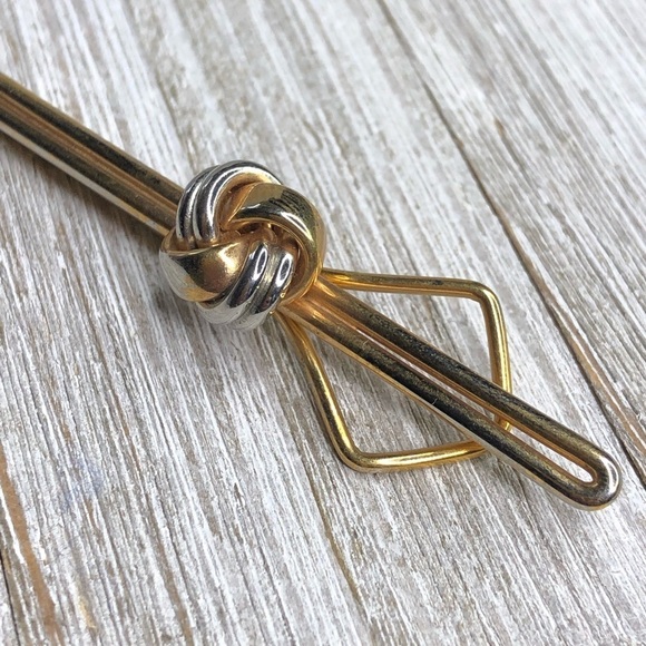 Vintage Swank Mixed Metals Knot Tie Bar